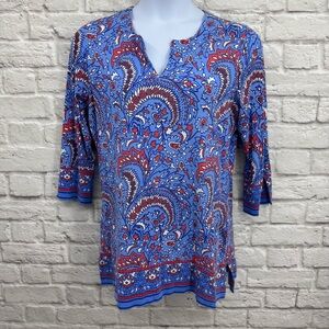 Coolibar St. Lucia Tunic Top UPF 50+ Blue Red Paisley Size Large Beach Cover Up